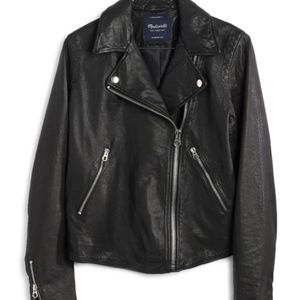 MADEWELL WASHED LEATHER MOTORCYCLE JACKET in 2X BLACK